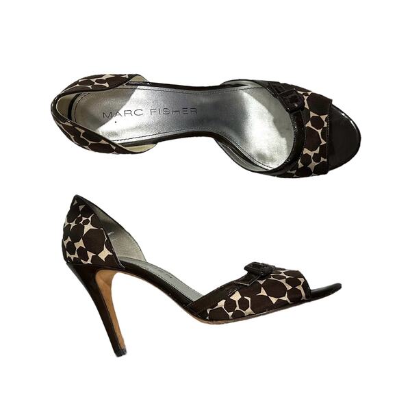 Y2K Animal / Giraffe Print Buckle Marc Fisher Heels - Picture 1 of 8